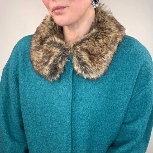 Vintage Evan Picone Wool Coat w/ Faux Fur Collar, PL - Picture 1 of 12